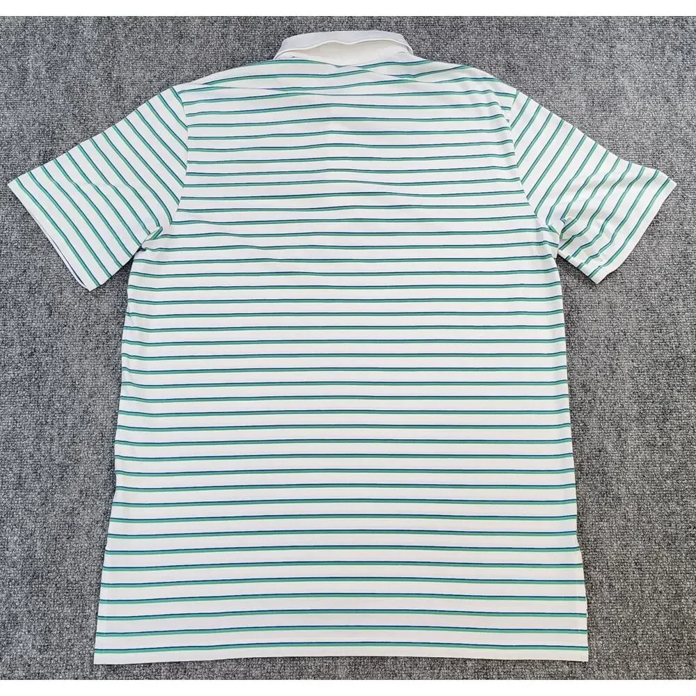 Ralph Lauren Polo Golf Shirt Mens Large White Green Striped Performance Golf